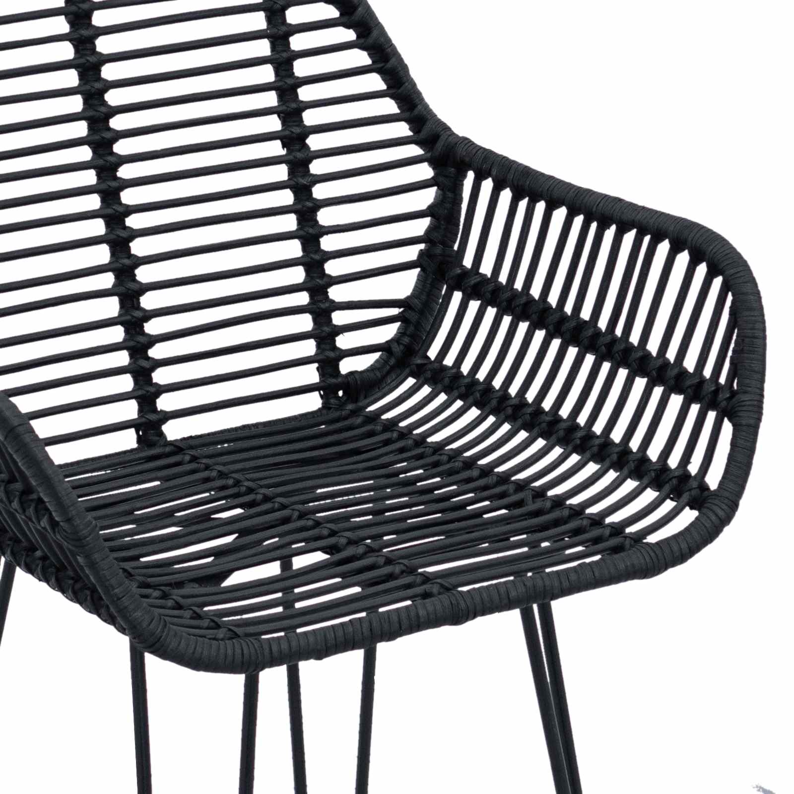 Chaise de bar 2 pcs Noir 55 x 52 x 92 cm Rotin et métal - XIOS