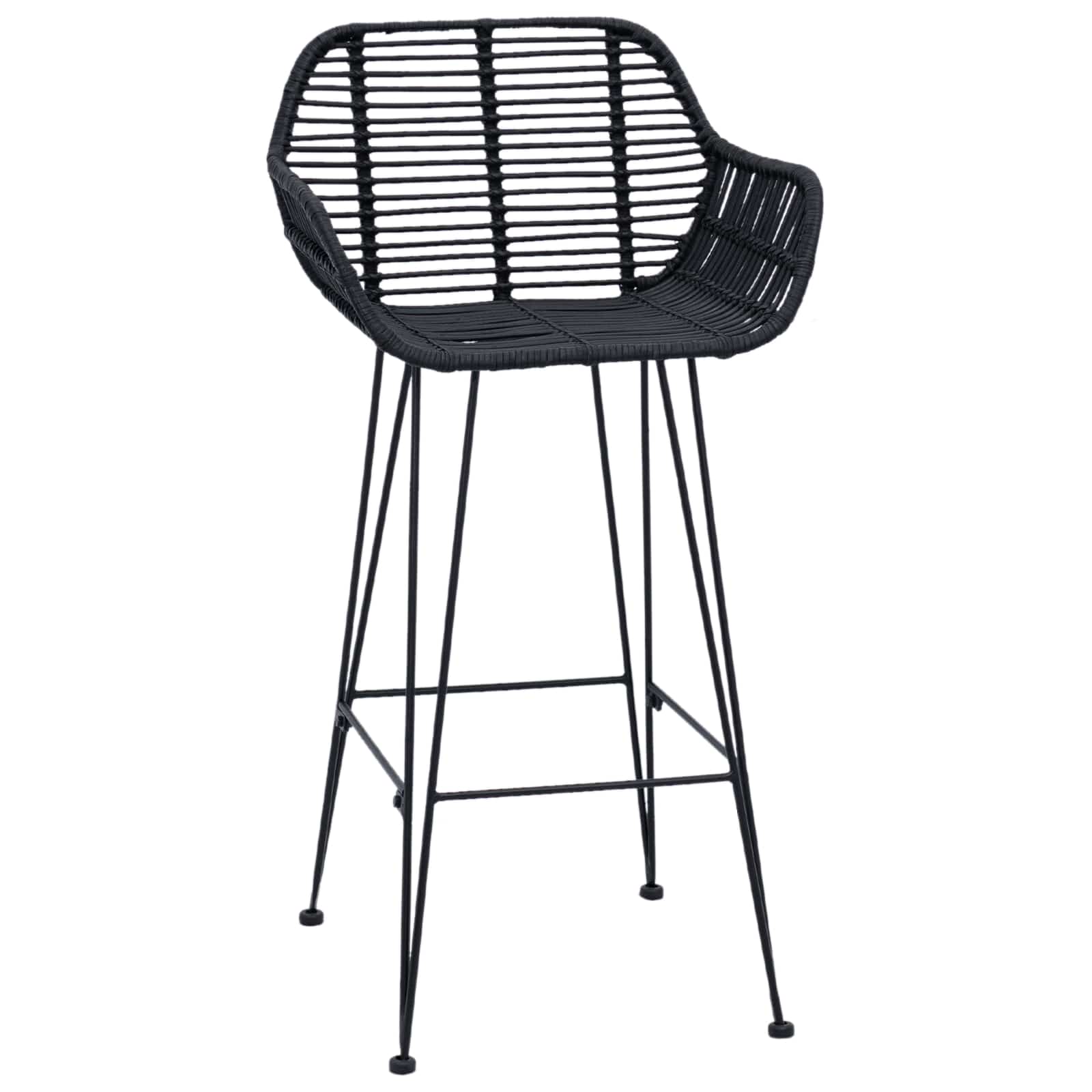 Chaise de bar 2 pcs Noir 55 x 52 x 92 cm Rotin et métal - XIOS