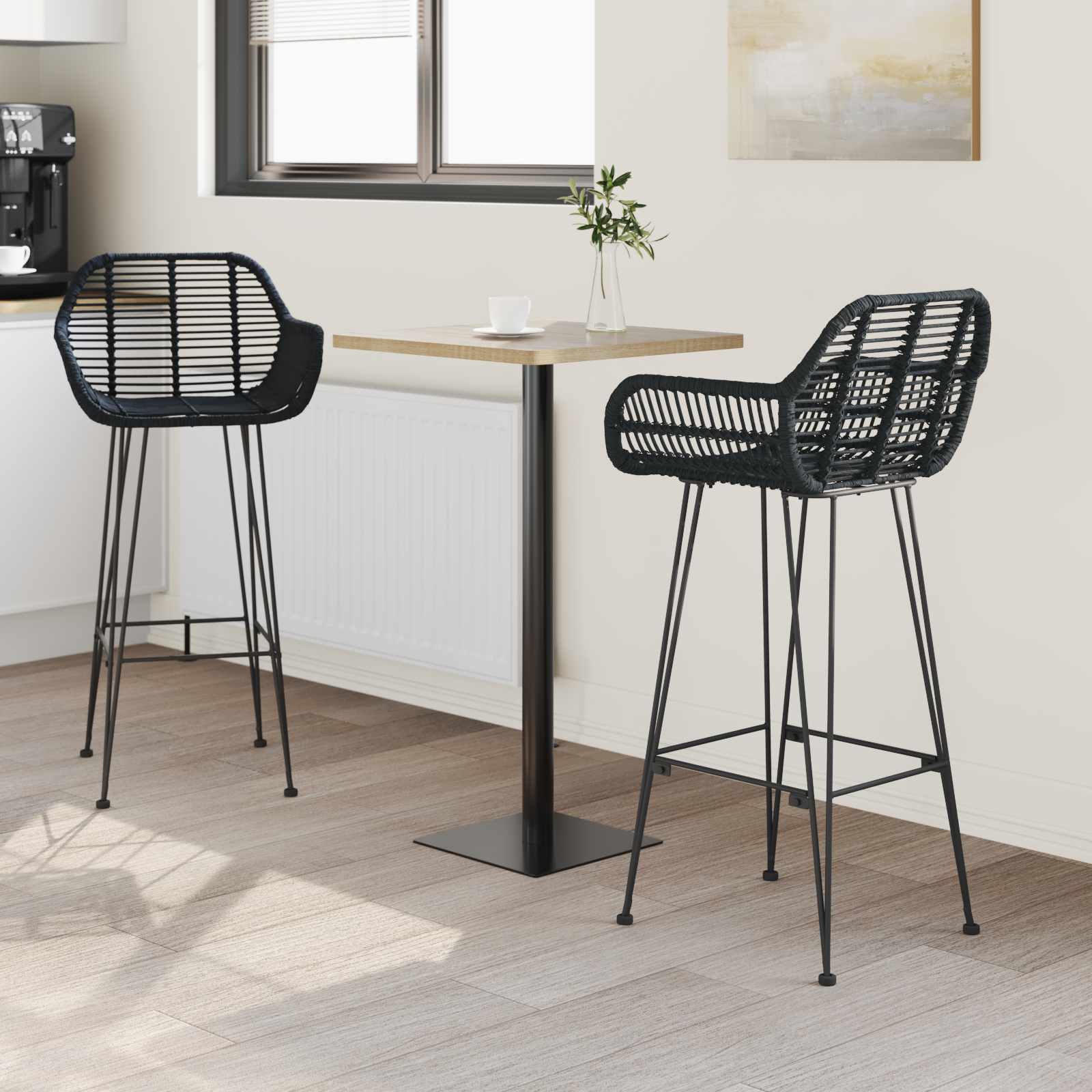 Chaise de bar 2 pcs Noir 55 x 52 x 105 cm Rotin et métal - XIOS