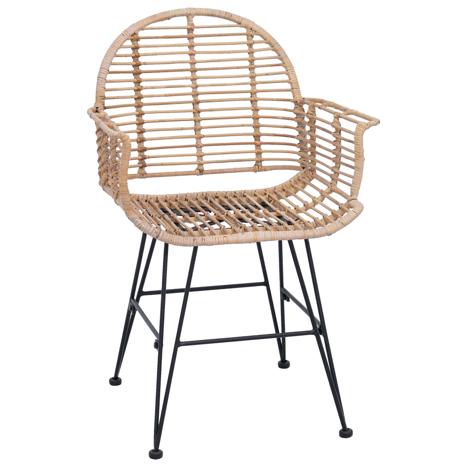 Chaise de salle à manger 2 pc Rotin et métal Naturel