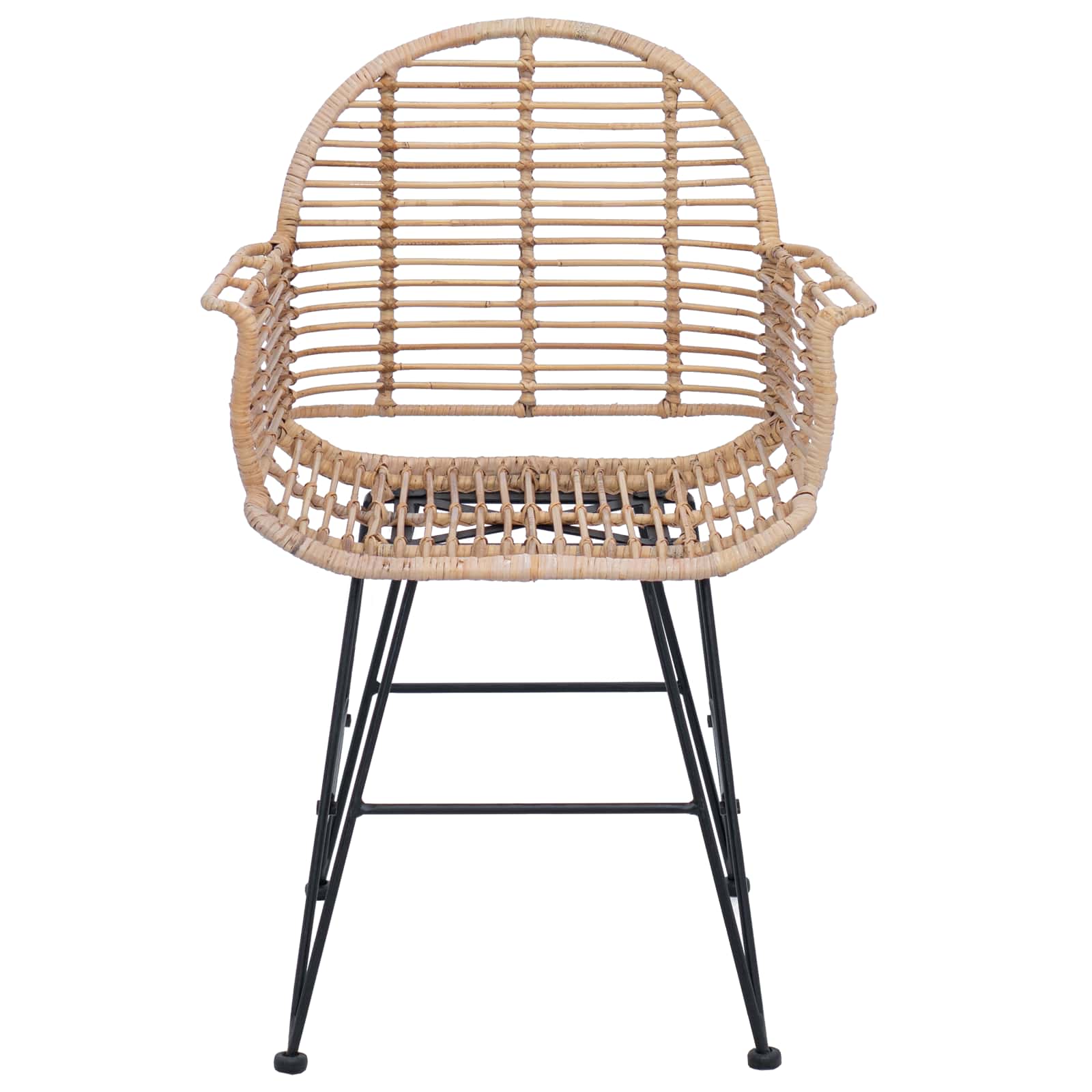 Chaise de salle à manger 2 pc Rotin et métal Naturel
