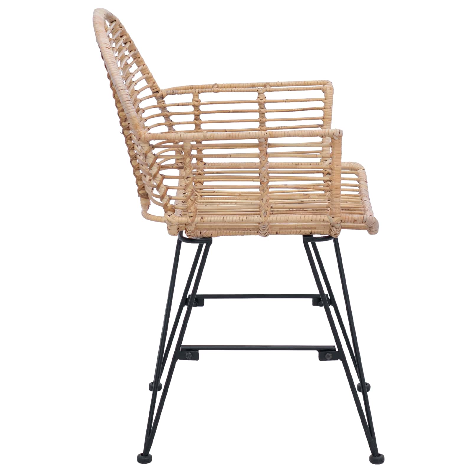 Chaise de salle à manger 2 pc Rotin et métal Naturel