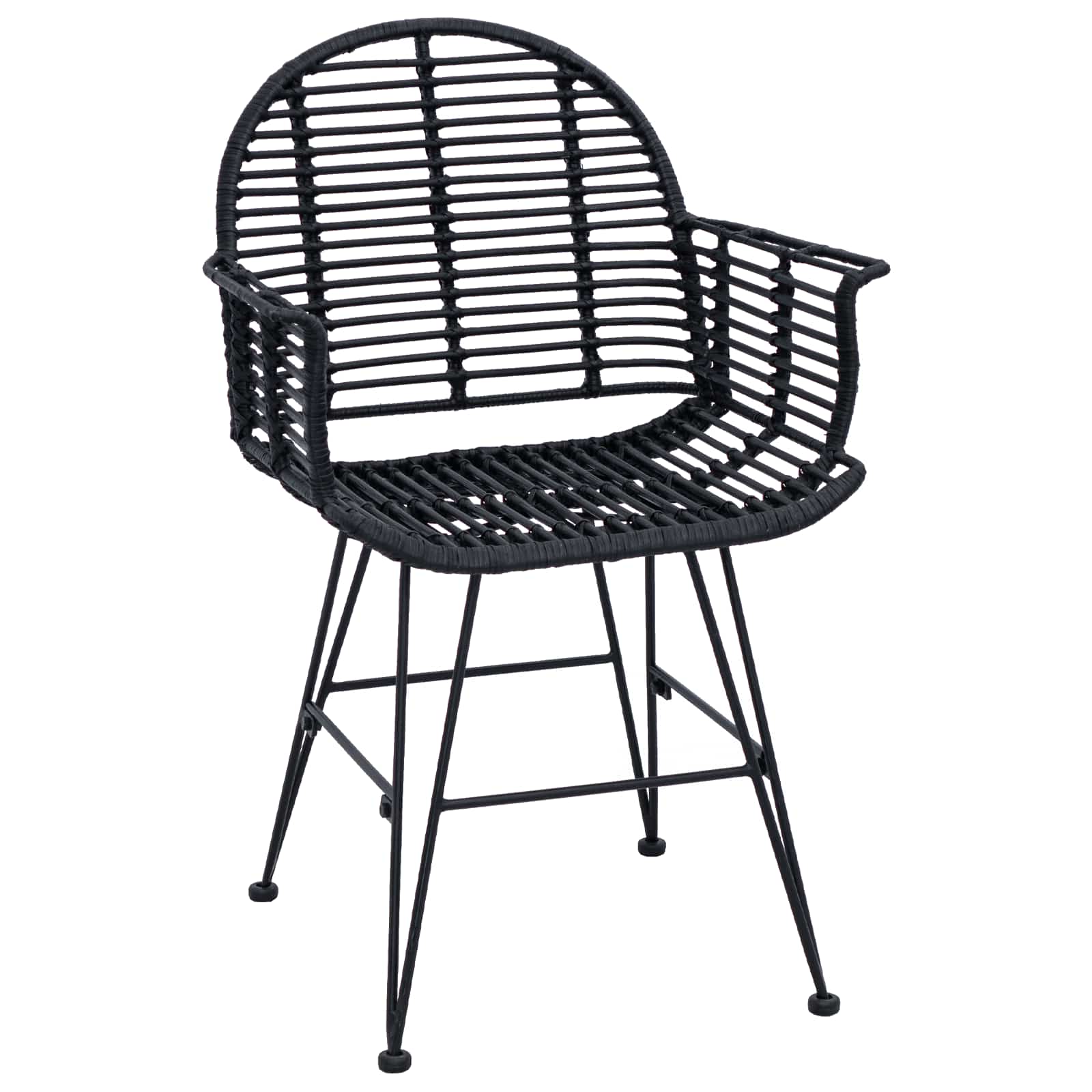 Chaise de salle à manger 2 pc Rotin et métal Noir