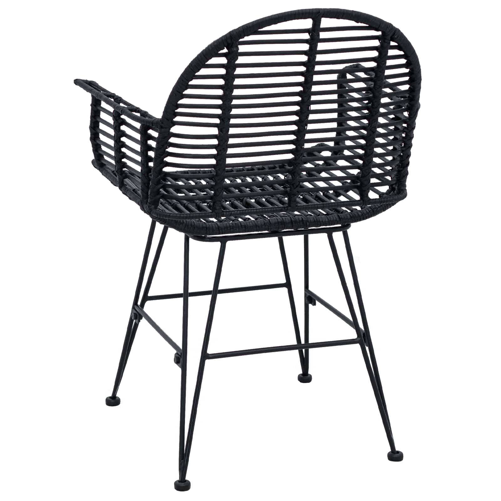 Chaise de salle à manger 2 pc Rotin et métal Noir