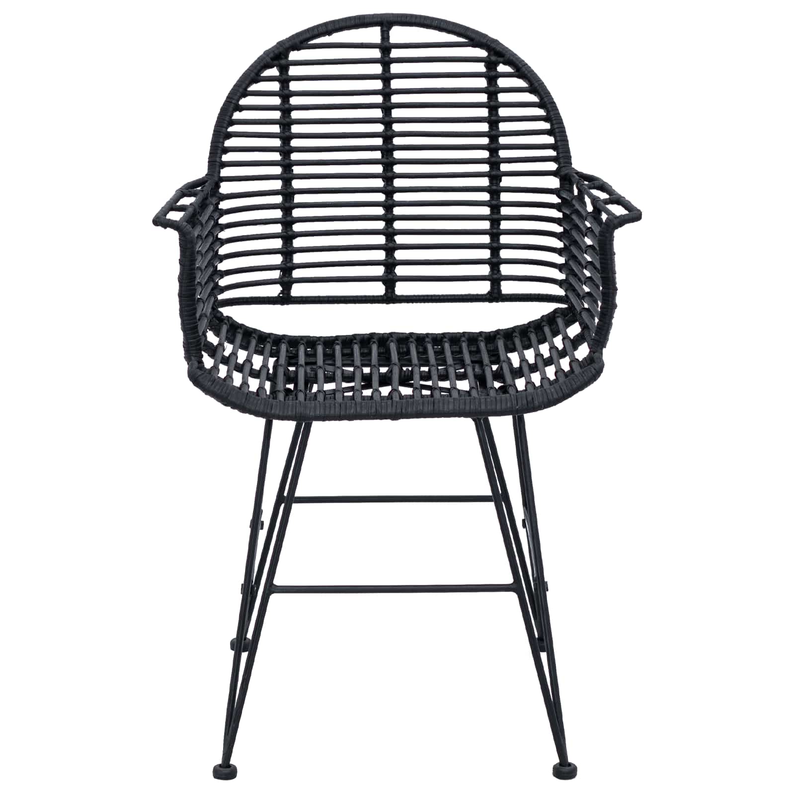 Chaise de salle à manger 2 pc Rotin et métal Noir