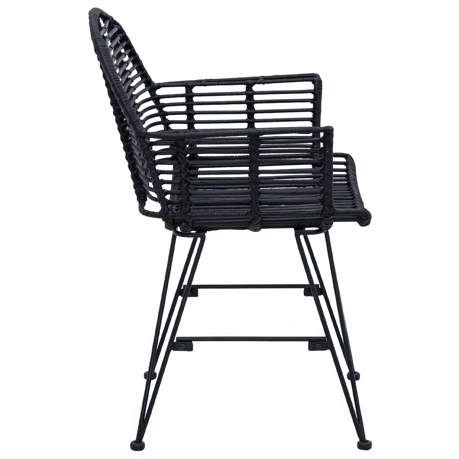 Chaise de salle à manger 2 pc Rotin et métal Noir