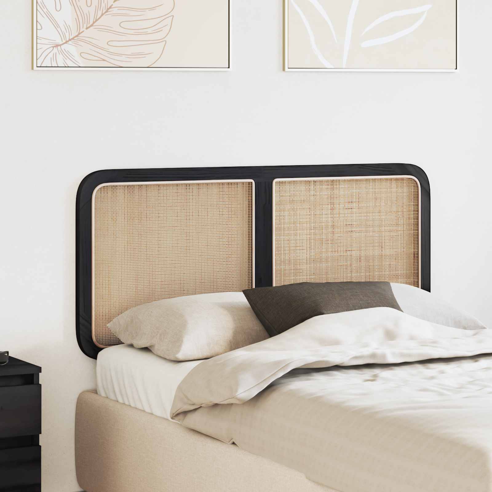 Tête de lit avec tête de lit Noir 120 x 55 x 3 cm Rotin - XIOS