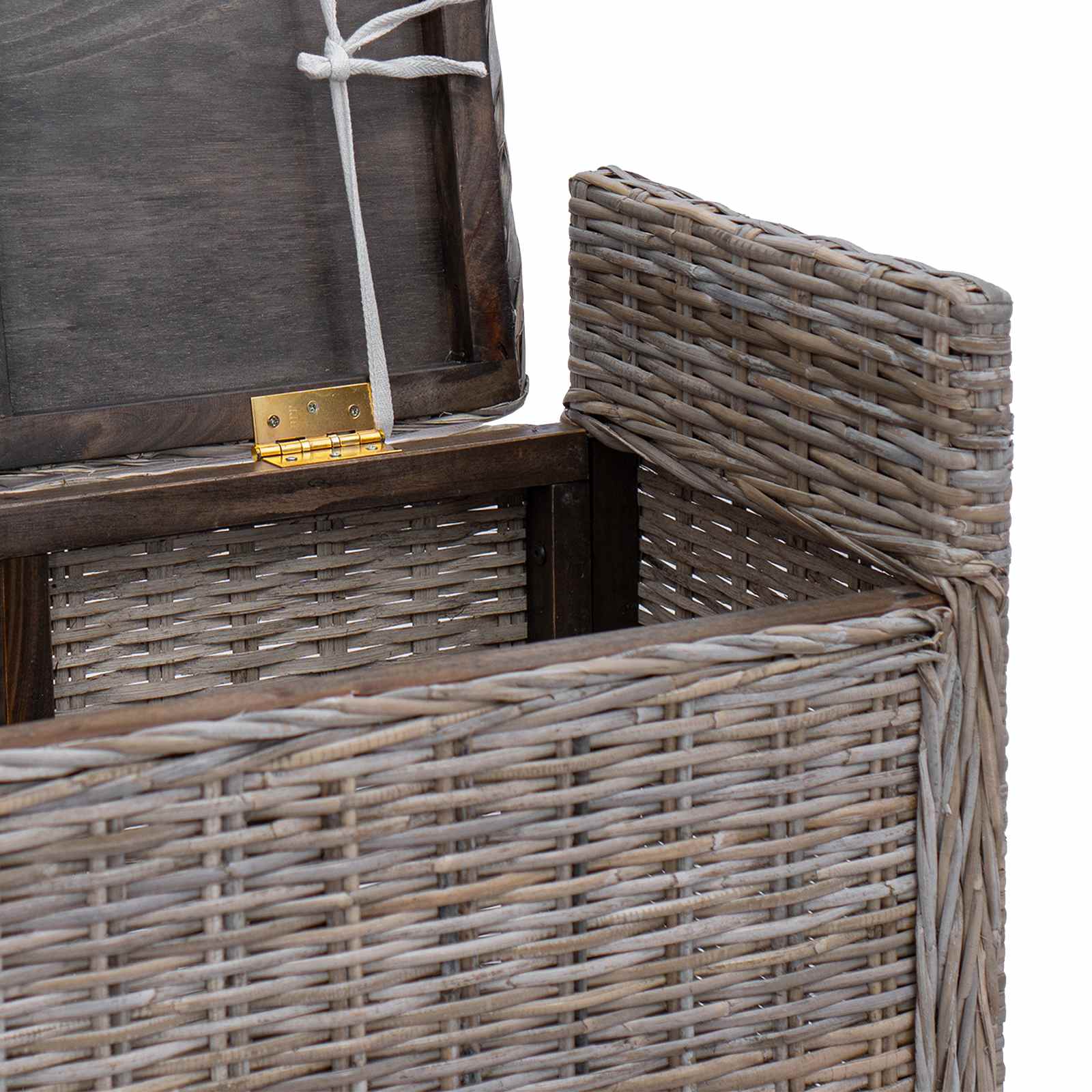 Banc de rangement avec coussin Gris 110 x 40 x 50 cm Rotin - XIOS