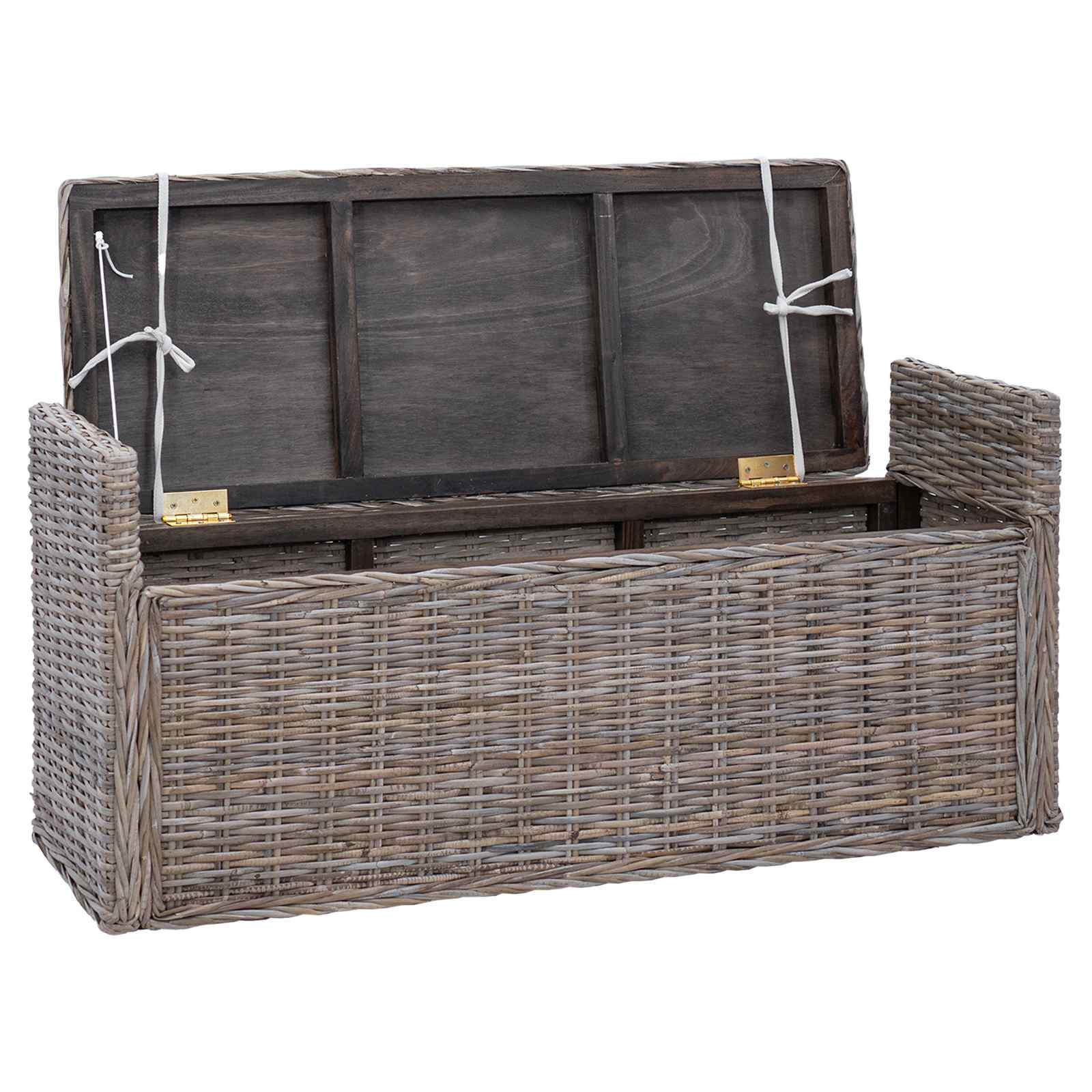 Banc de rangement avec coussin Gris 110 x 40 x 50 cm Rotin - XIOS
