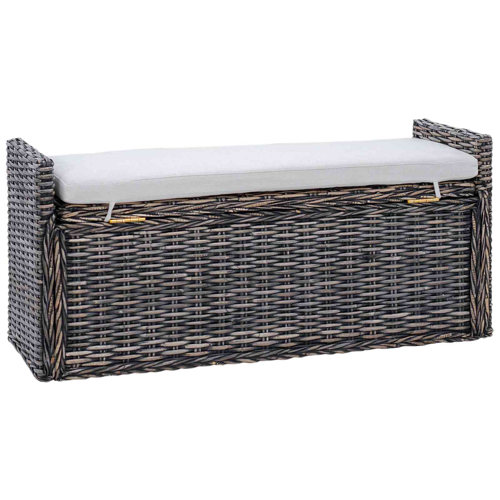 Banc de rangement Noir Blanchi 110 x 40 x 50 cm Rotin - XIOS