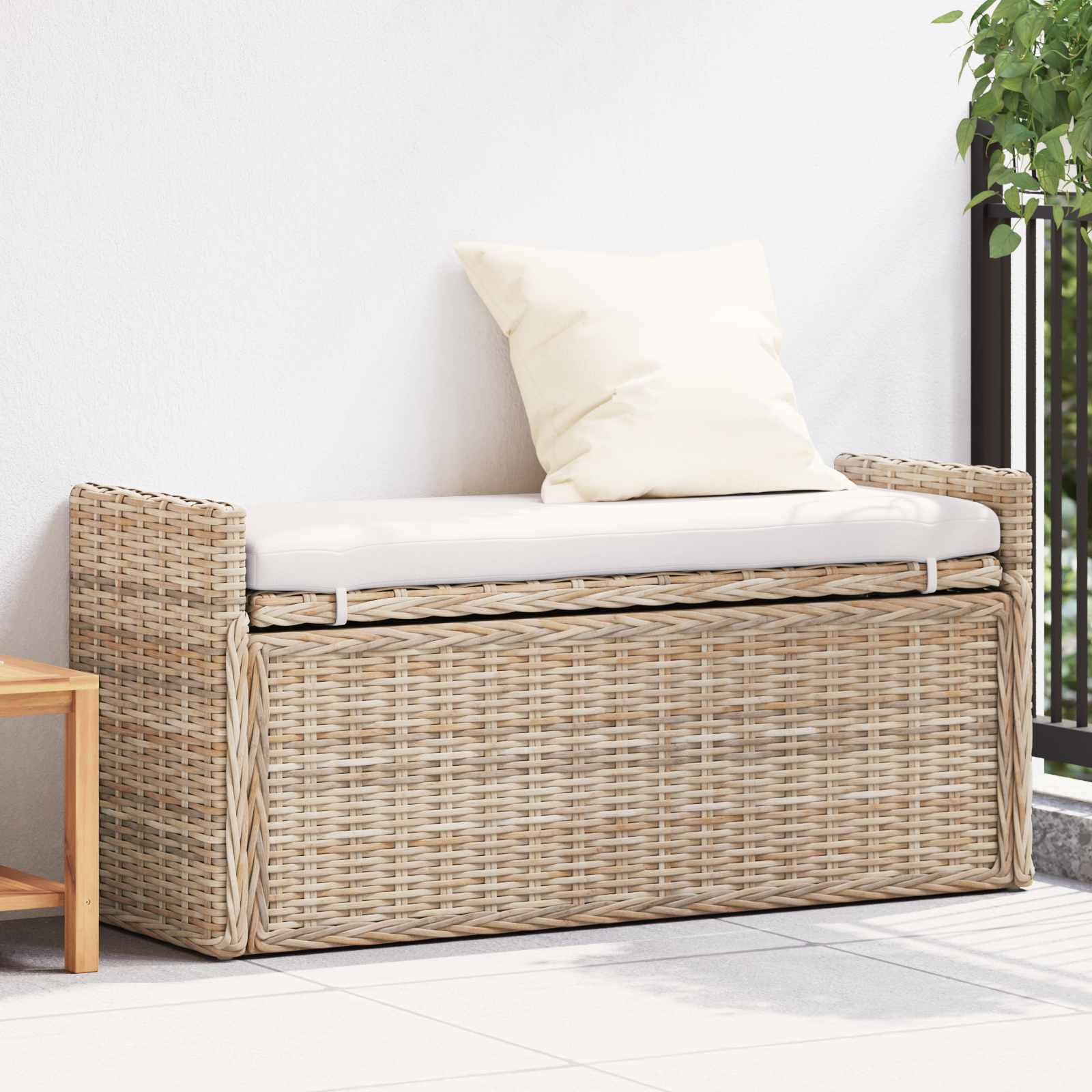 Banc de rangement avec coussin Naturel 110 x 40 x 50 cm Rotin - XIOS