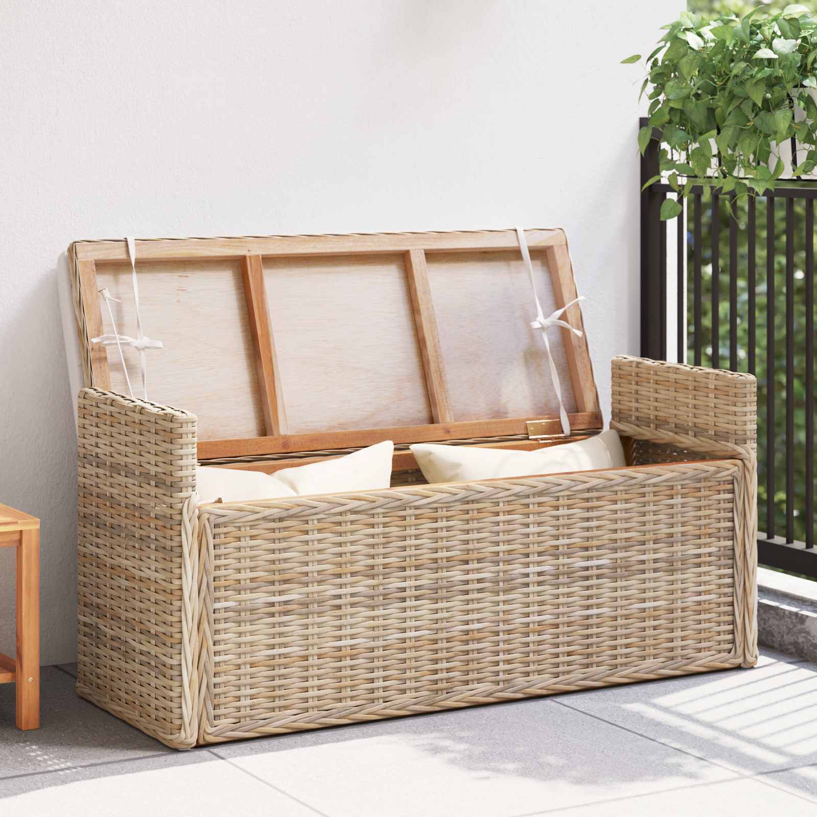 Banc de rangement avec coussin Naturel 110 x 40 x 50 cm Rotin - XIOS