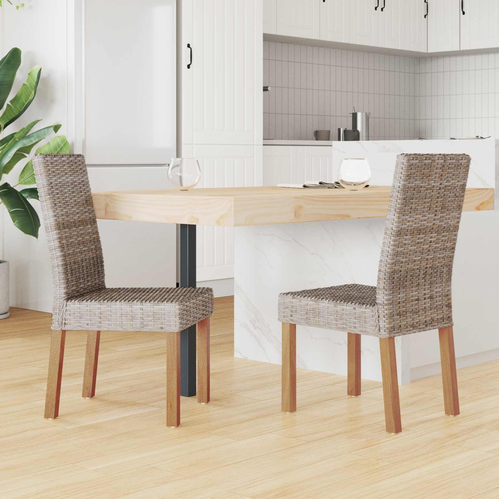 Chaise de salle à manger 2 pc Gris Kubu 45 x 54 x 93 cm