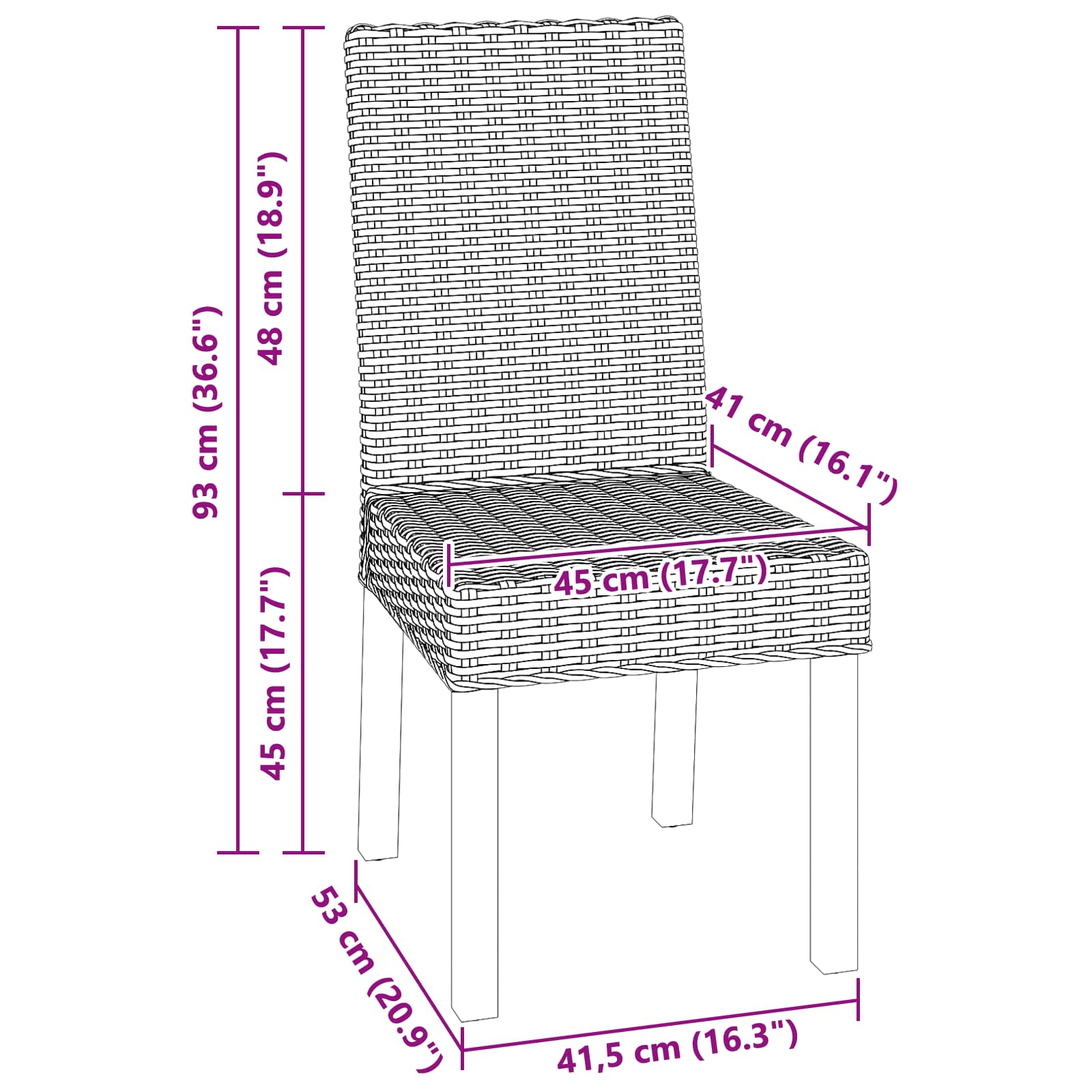 Chaise de salle à manger 2 pcs Gris Kubu 45 x 54 x 93 cm - XIOS