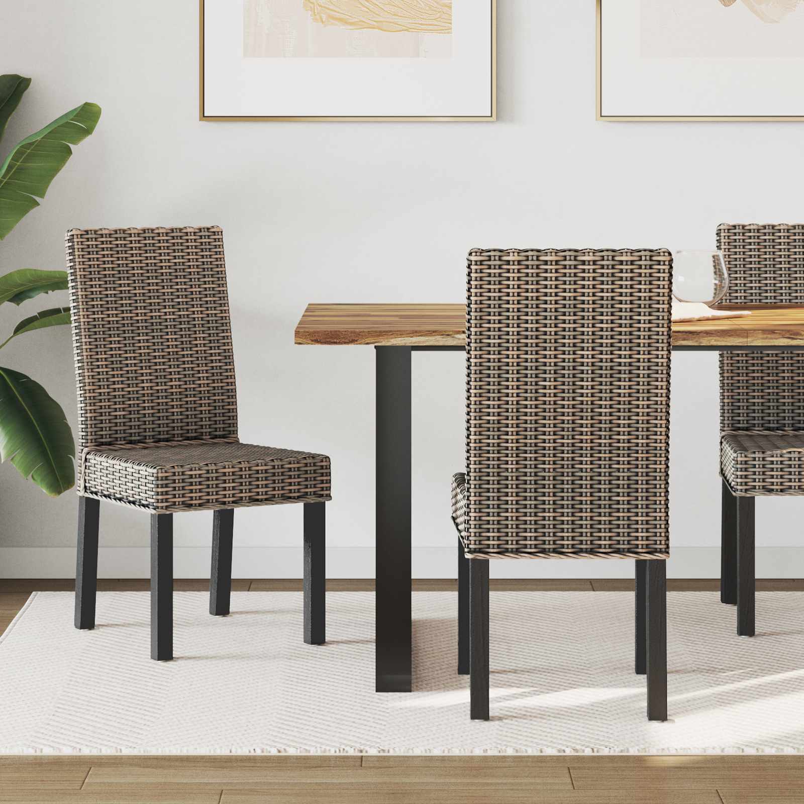 Chaise de salle à manger 2 pc Noir Blanchi 45 x 54 x 93 cm