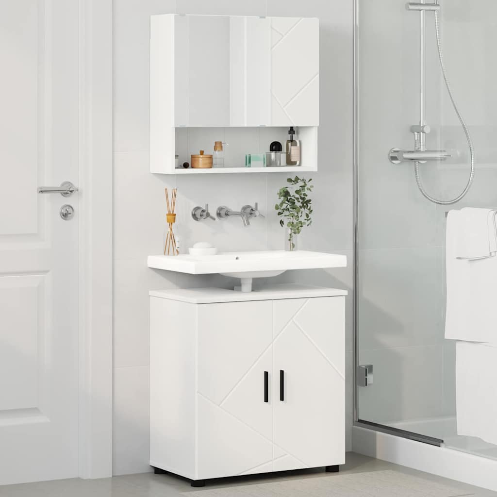 Ensemble de mobilier de salle de bain 2 pièces Blanc