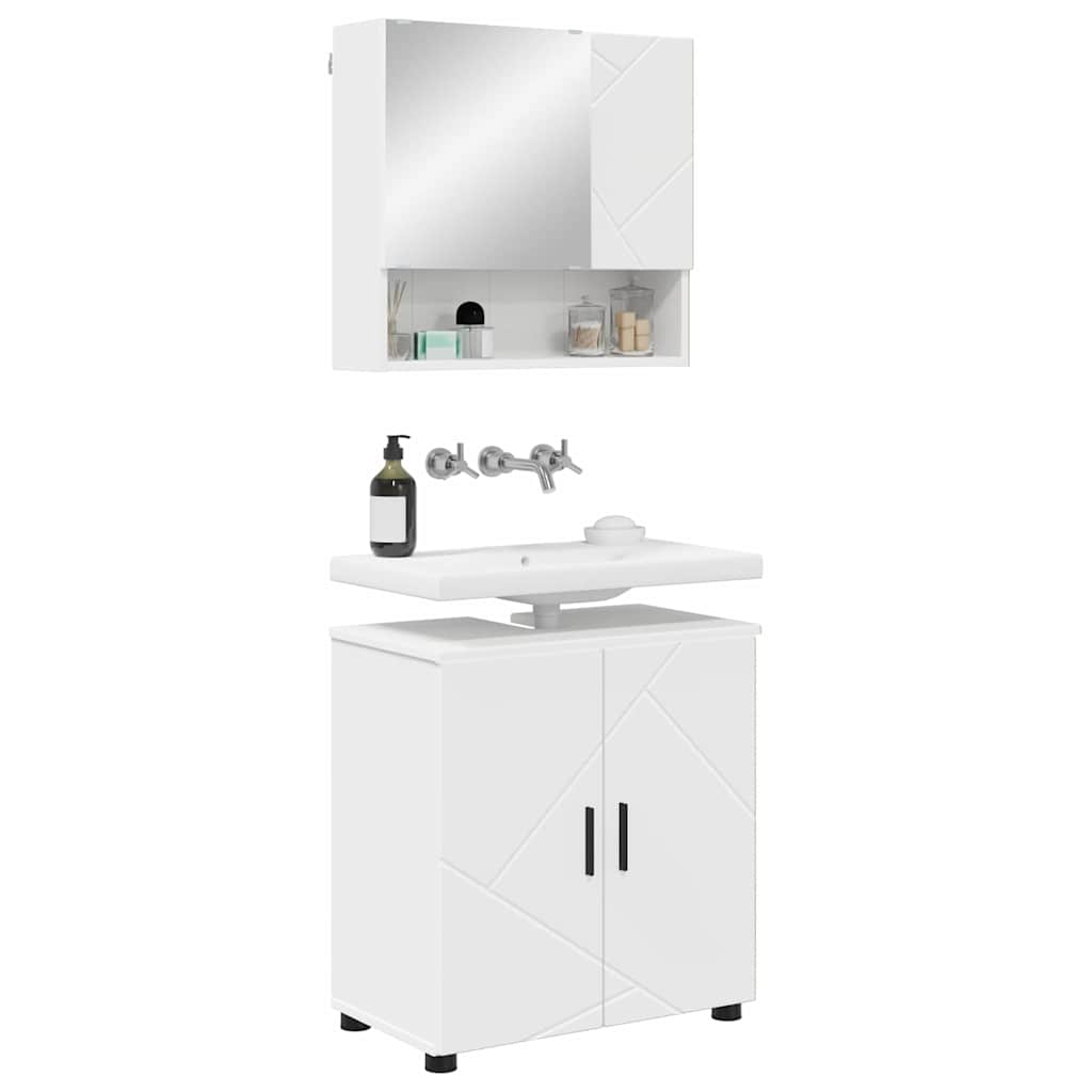 Ensemble de mobilier de salle de bain 2 pièces Blanc