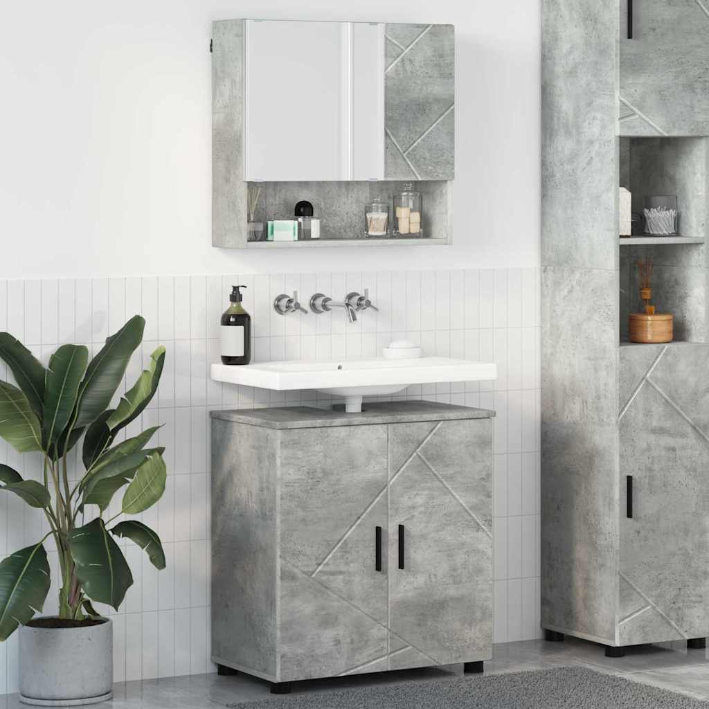 Ensemble de mobilier de salle de bain 2 pc Gris béton - XIOS