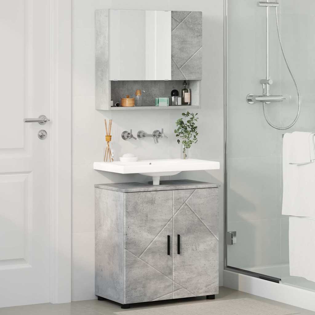 Ensemble de mobilier de salle de bain 2 pc Gris béton - XIOS