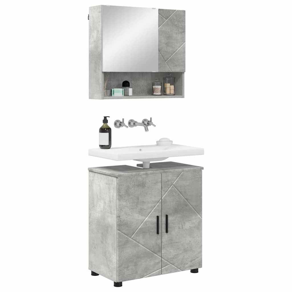 Ensemble de mobilier de salle de bain 2 pc Gris béton - XIOS