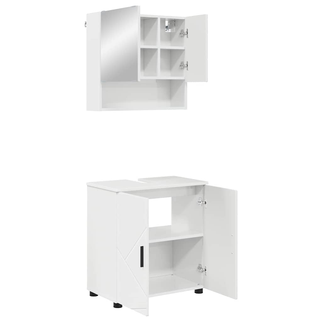 Ensemble de mobilier de salle de bain 2 pièces Blanc brillant