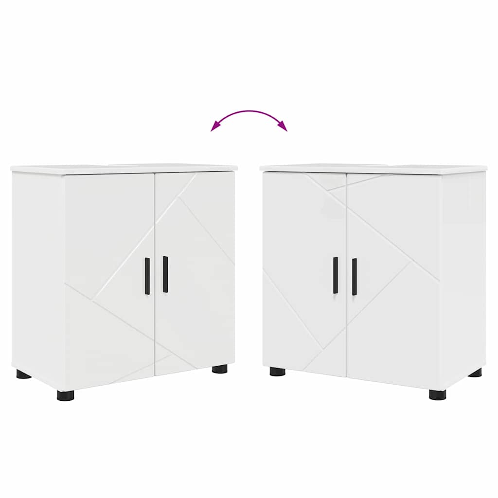 Ensemble de mobilier de salle de bain 2 pièces Blanc brillant