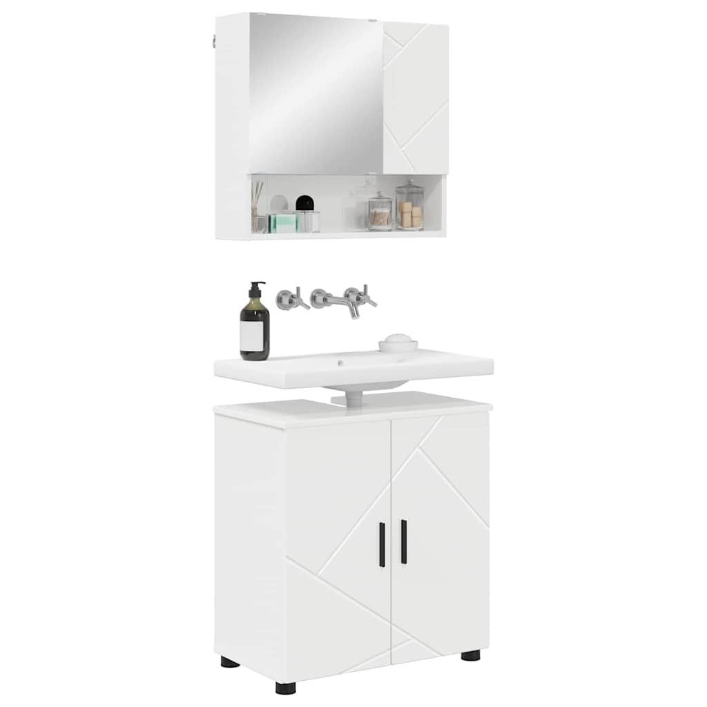 Ensemble de mobilier de salle de bain 2 pièces Blanc brillant