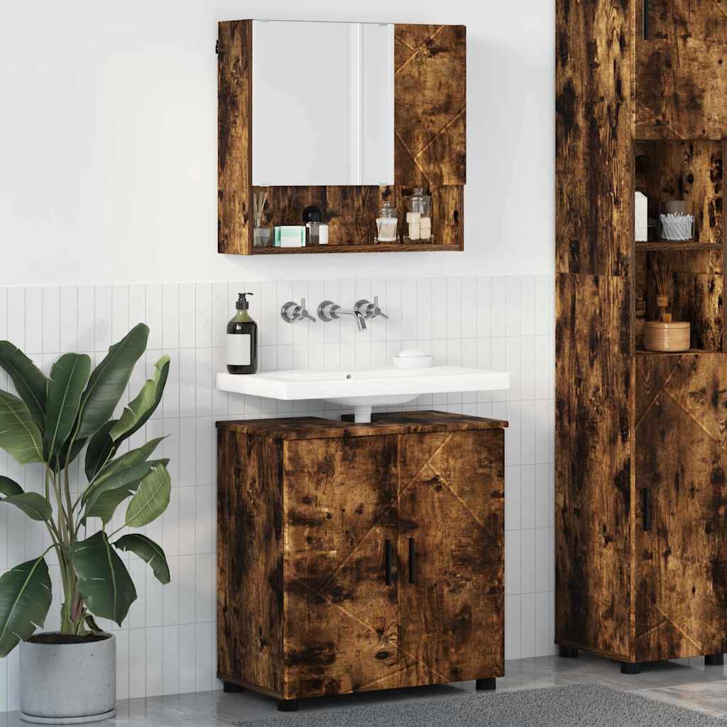 Ensemble de mobilier de salle de bain 2 pc Chêne fumé