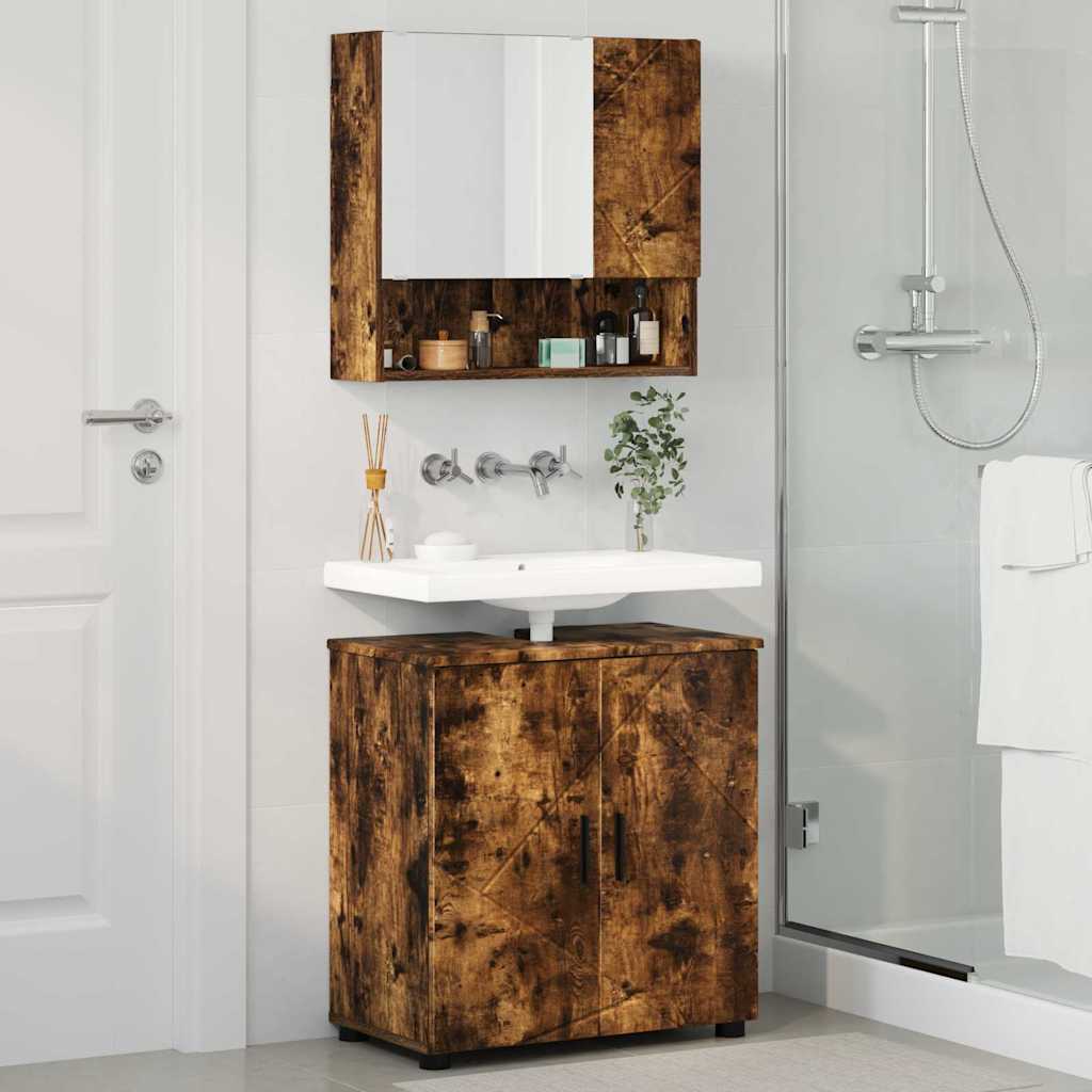 Ensemble de mobilier de salle de bain 2 pc Chêne fumé