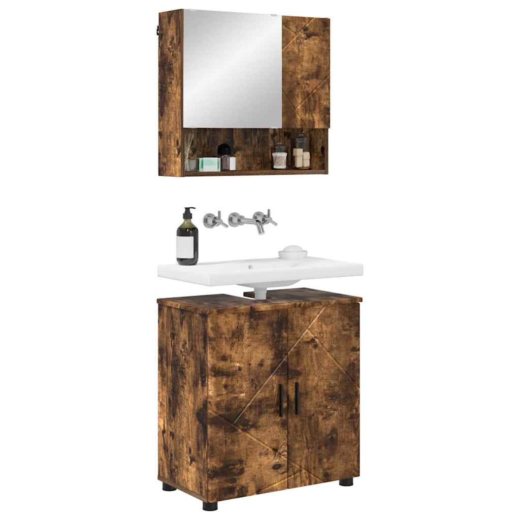 Ensemble de mobilier de salle de bain 2 pc Chêne fumé