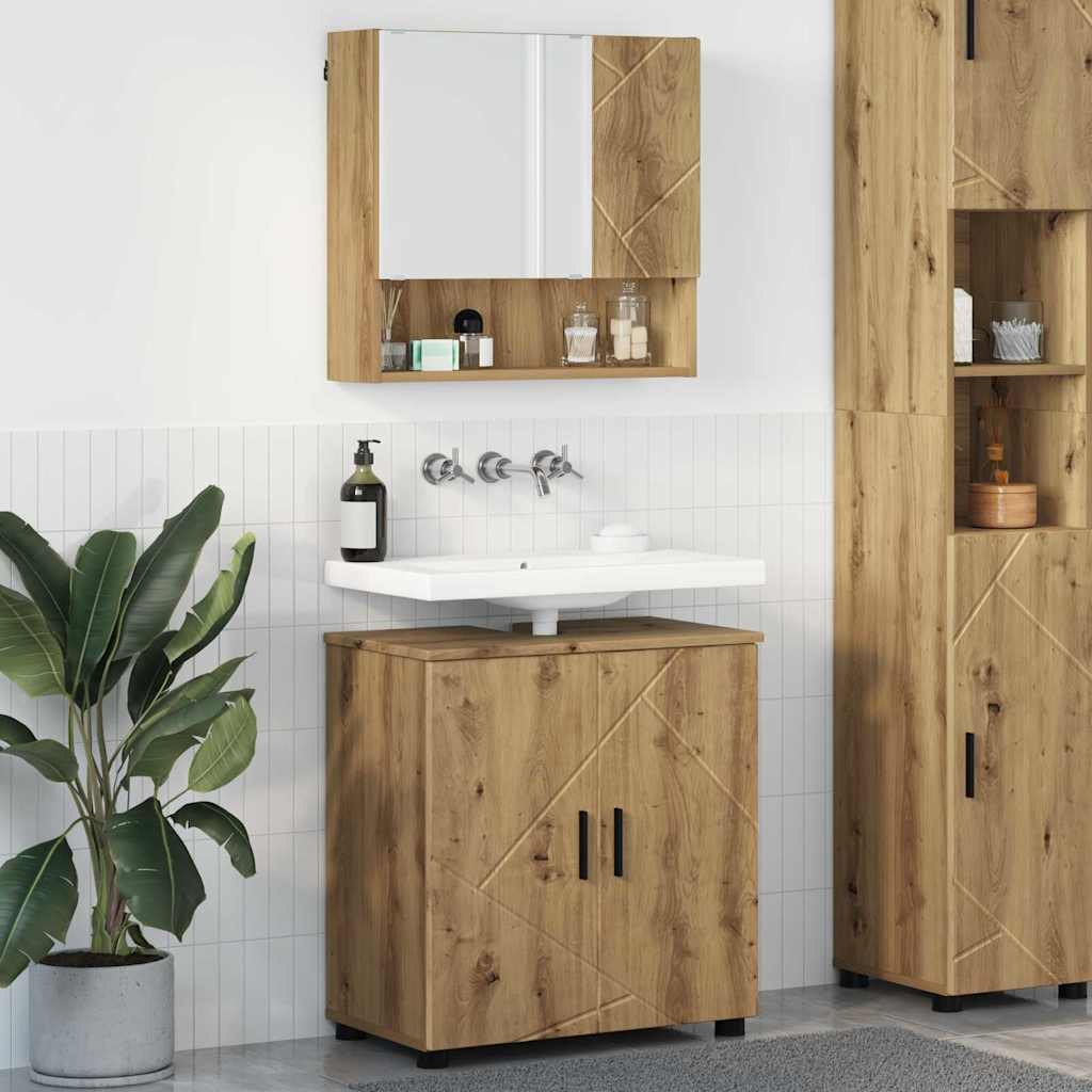 Ensemble de mobilier de salle de bain 2 pc Chêne artisanal - XIOS