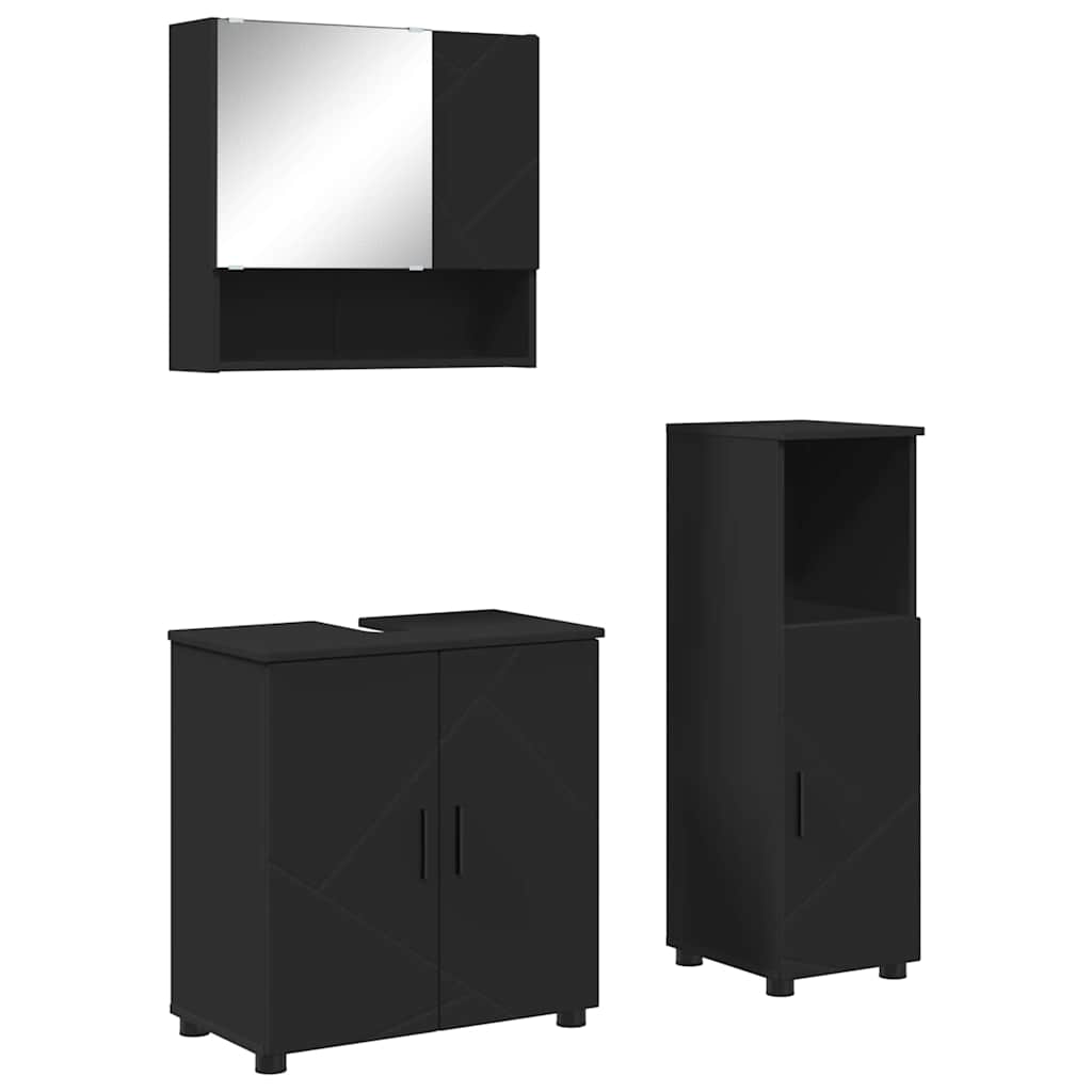 Ensemble de mobilier de salle de bain 3 pc Noir 61 x 35 x 64 cm