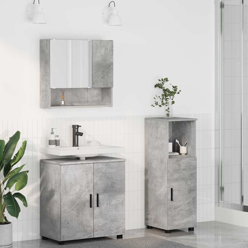 Ensemble de mobilier de salle de bain 3 pc Gris béton - XIOS
