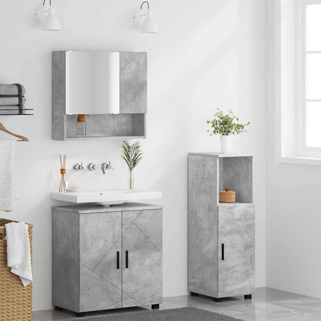 Ensemble de mobilier de salle de bain 3 pc Gris béton - XIOS
