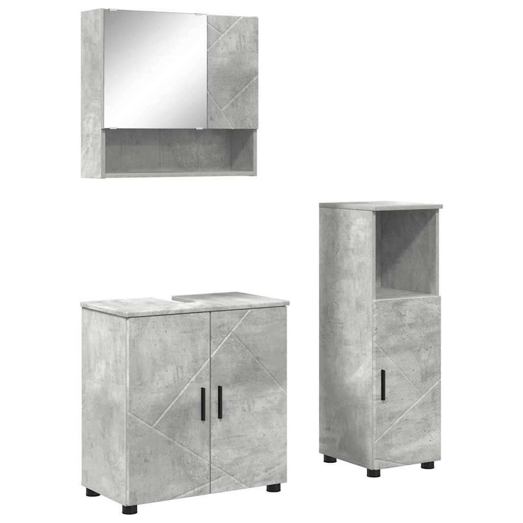 Ensemble de mobilier de salle de bain 3 pc Gris béton - XIOS