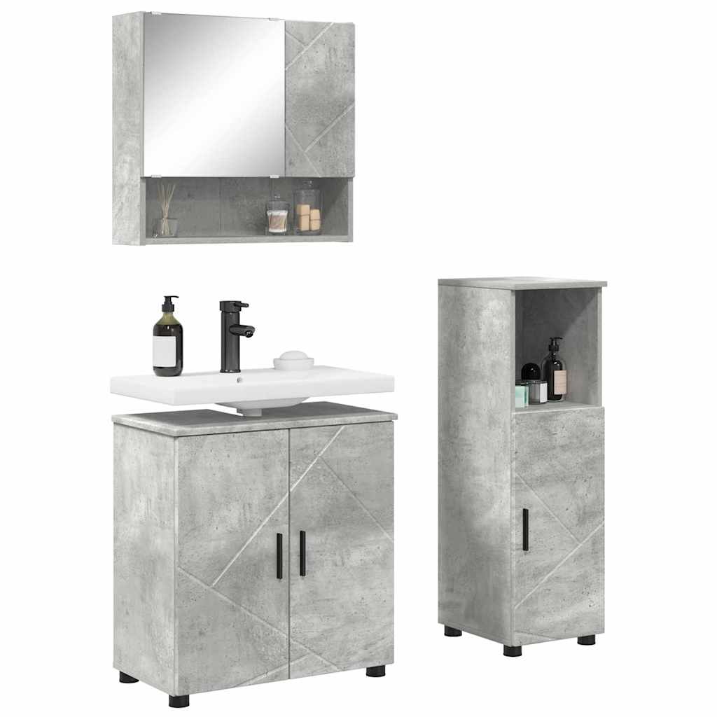 Ensemble de mobilier de salle de bain 3 pc Gris béton - XIOS