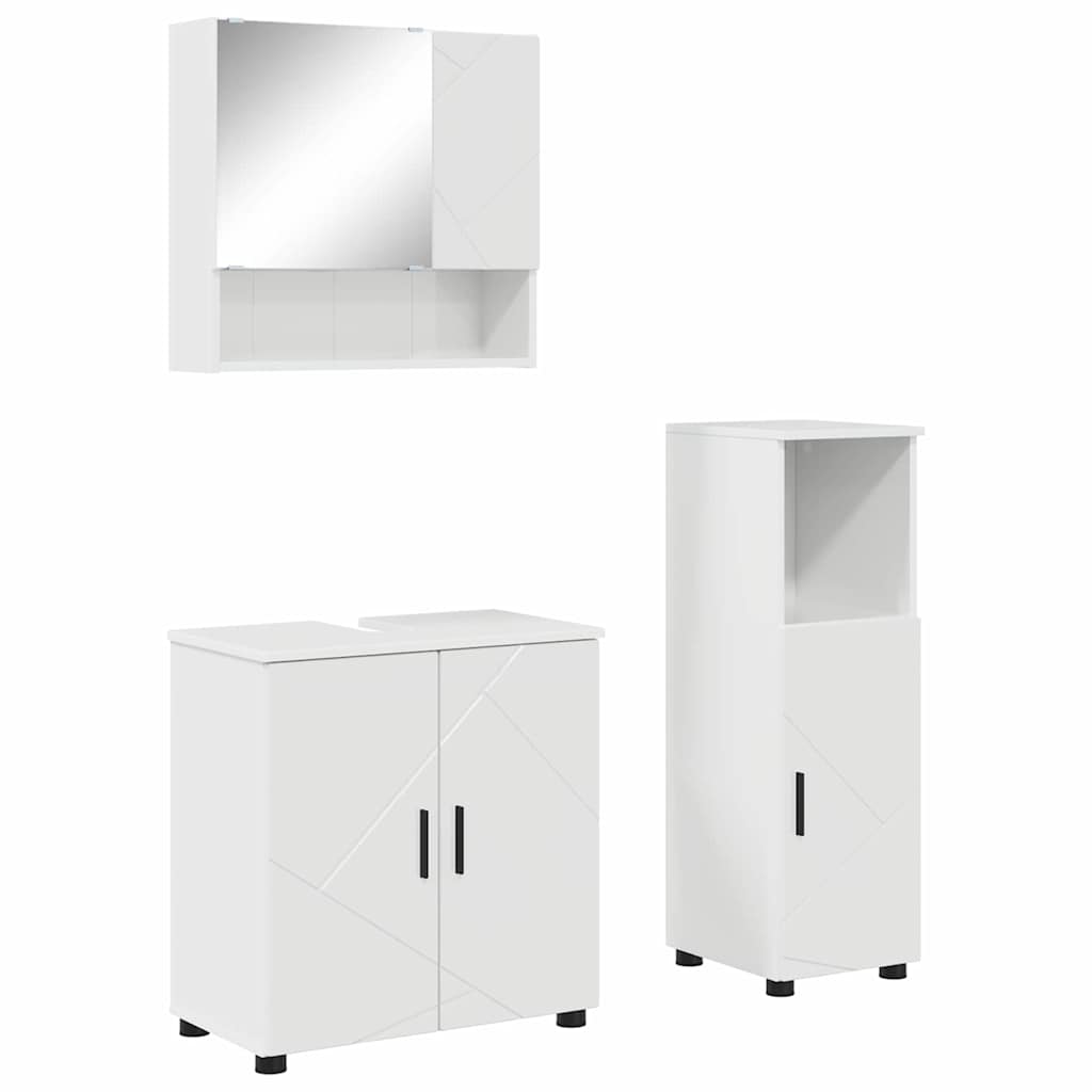 Ensemble de mobilier de salle de bain 3 pc Blanc brillant - XIOS