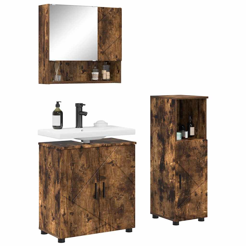 Ensemble de mobilier de salle de bain 3 pc Chêne fumé