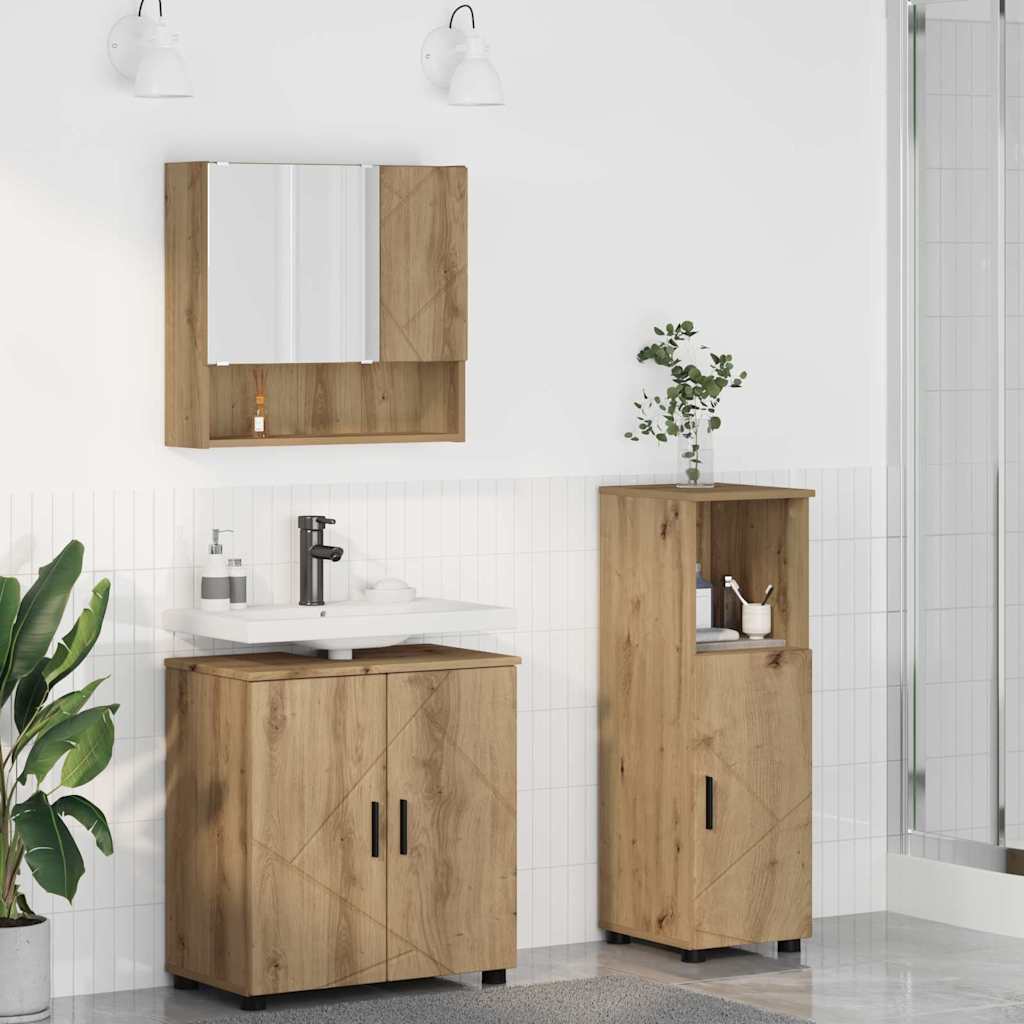Ensemble de mobilier de salle de bain 3 pc Chêne artisanal - XIOS