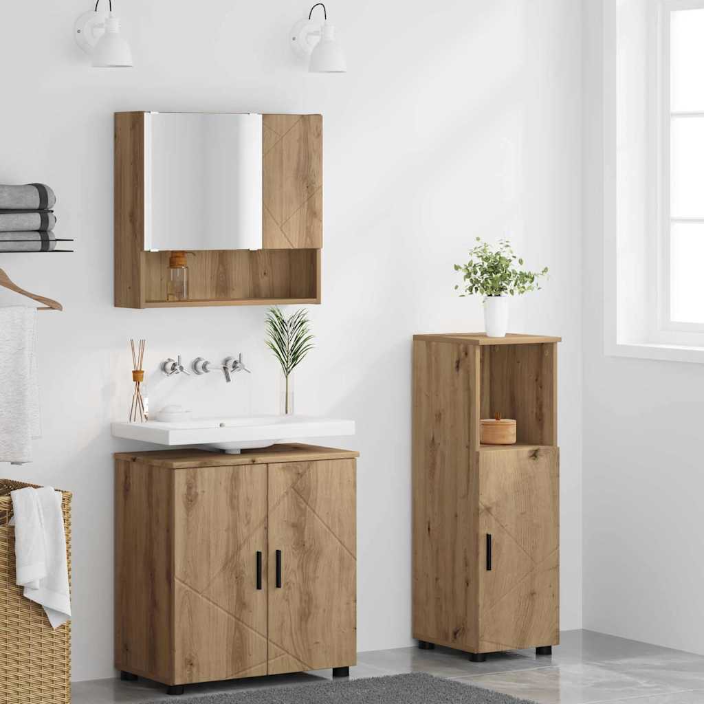 Ensemble de mobilier de salle de bain 3 pc Chêne artisanal - XIOS