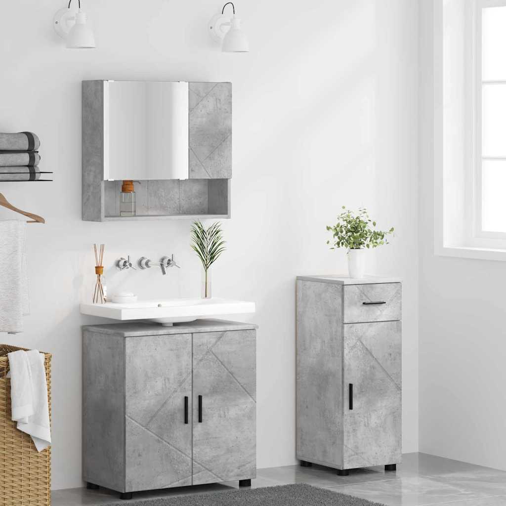 Ensemble de mobilier de salle de bain 3 pc Gris béton - XIOS