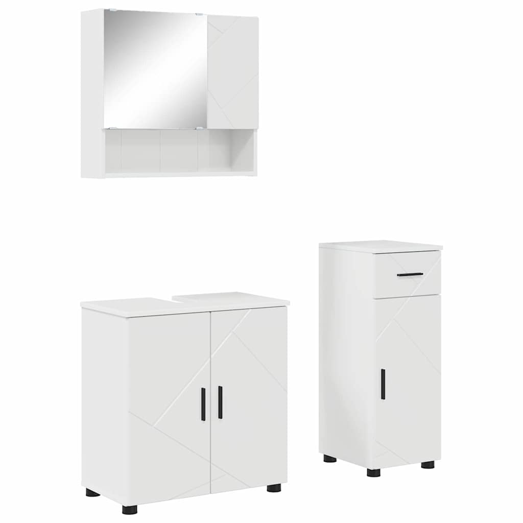 Ensemble de mobilier de salle de bain 3 pc Blanc brillant - XIOS