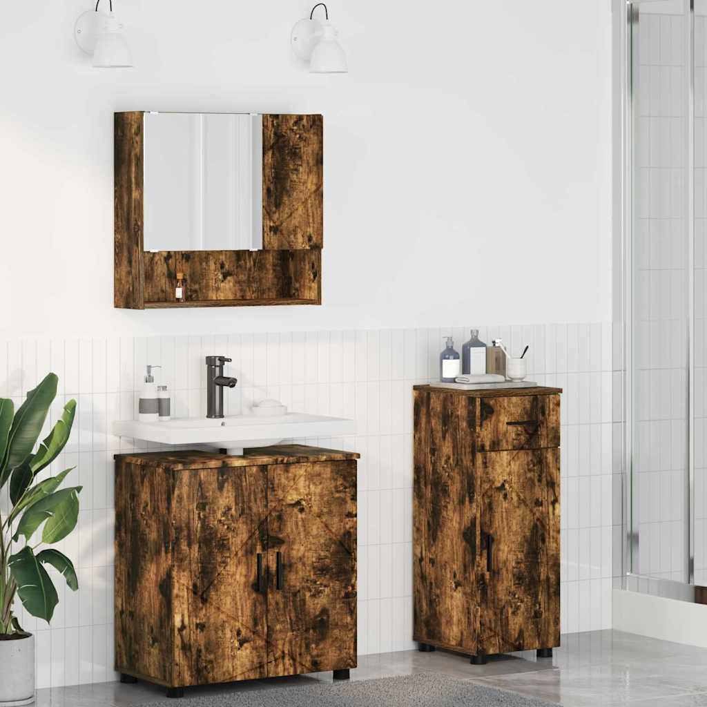 Ensemble de mobilier de salle de bain 3 pc Chêne fumé