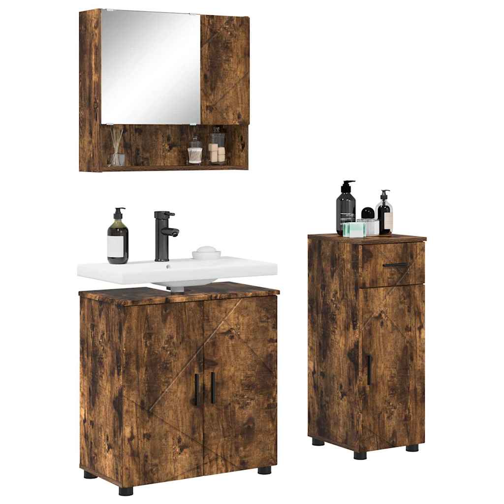 Ensemble de mobilier de salle de bain 3 pc Chêne fumé