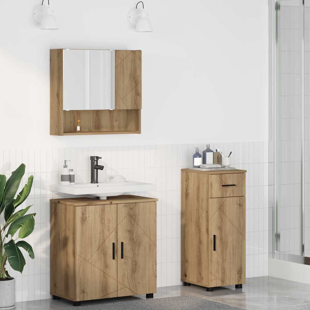Ensemble de mobilier de salle de bain 3 pc Chêne artisanal - XIOS