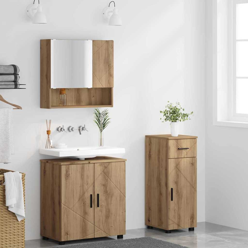 Ensemble de mobilier de salle de bain 3 pc Chêne artisanal - XIOS