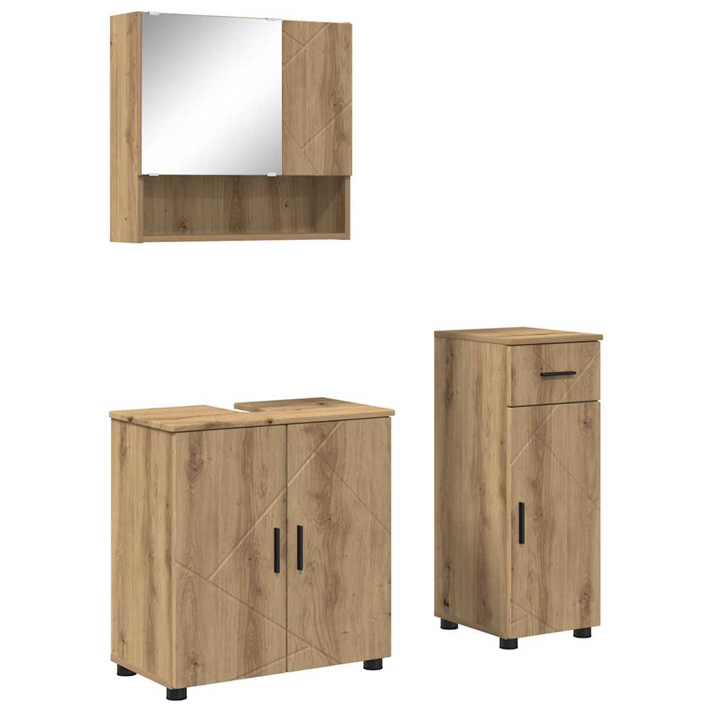 Ensemble de mobilier de salle de bain 3 pc Chêne artisanal - XIOS