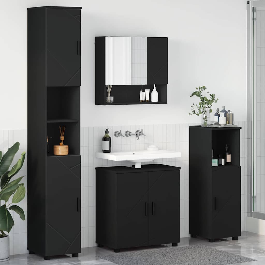 Ensemble de mobilier de salle de bain 4 pc Noir 61 x 35 x 64 cm