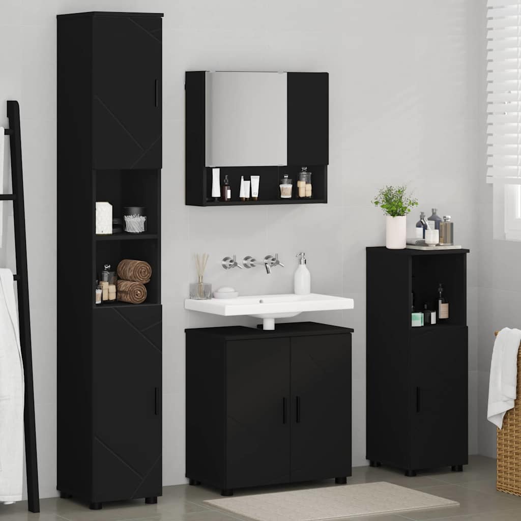 Ensemble de mobilier de salle de bain 4 pc Noir 61 x 35 x 64 cm