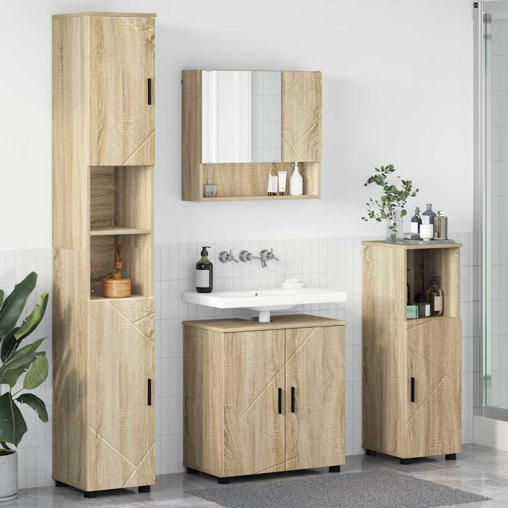 Ensemble de mobilier de salle de bain 4 pc Chêne Sonoma - XIOS